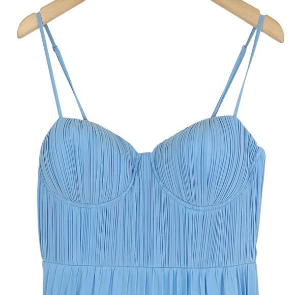 NWT Lulus Admirable Elegance Light Blue Pleated Bustier Maxi Dress Size Small - Picture 5 of 10